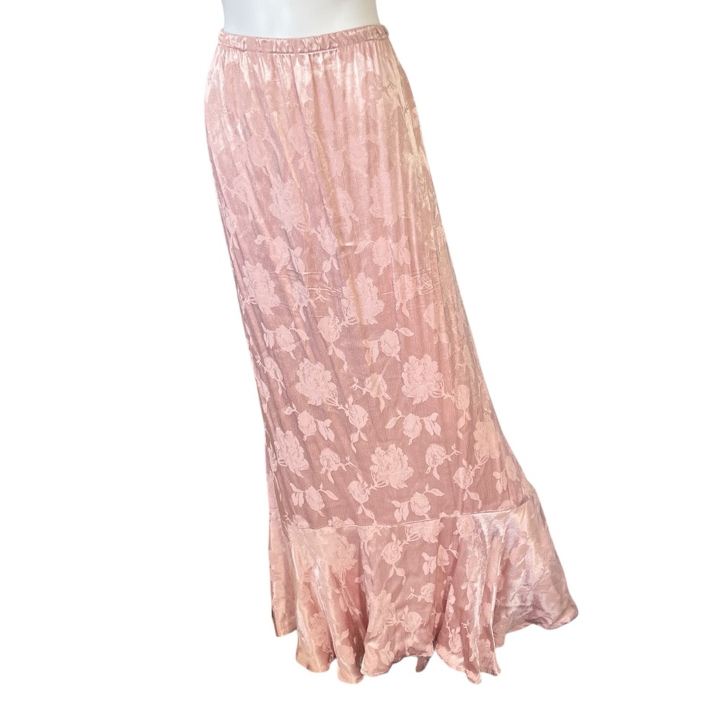 Vintage Pink Floral Maxi Skirt Made in USA Girly Fairy Fairycore Plus Size 3X